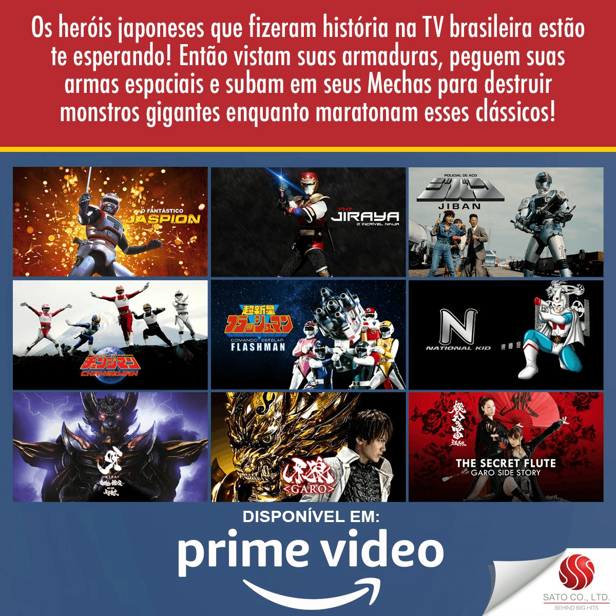 Quer assistir de uma só vez todos os episódios de JIRAYA, CHANGEMAN,  FLASHMAN, GARO, JIBAN, NATIONAL KID e JASPION? Então corre e aproveite 30  dias grátis de PRIME VÍDEO!!! - ClickRP - Ofertas